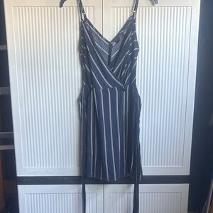 Navy Striped Wrap Dress